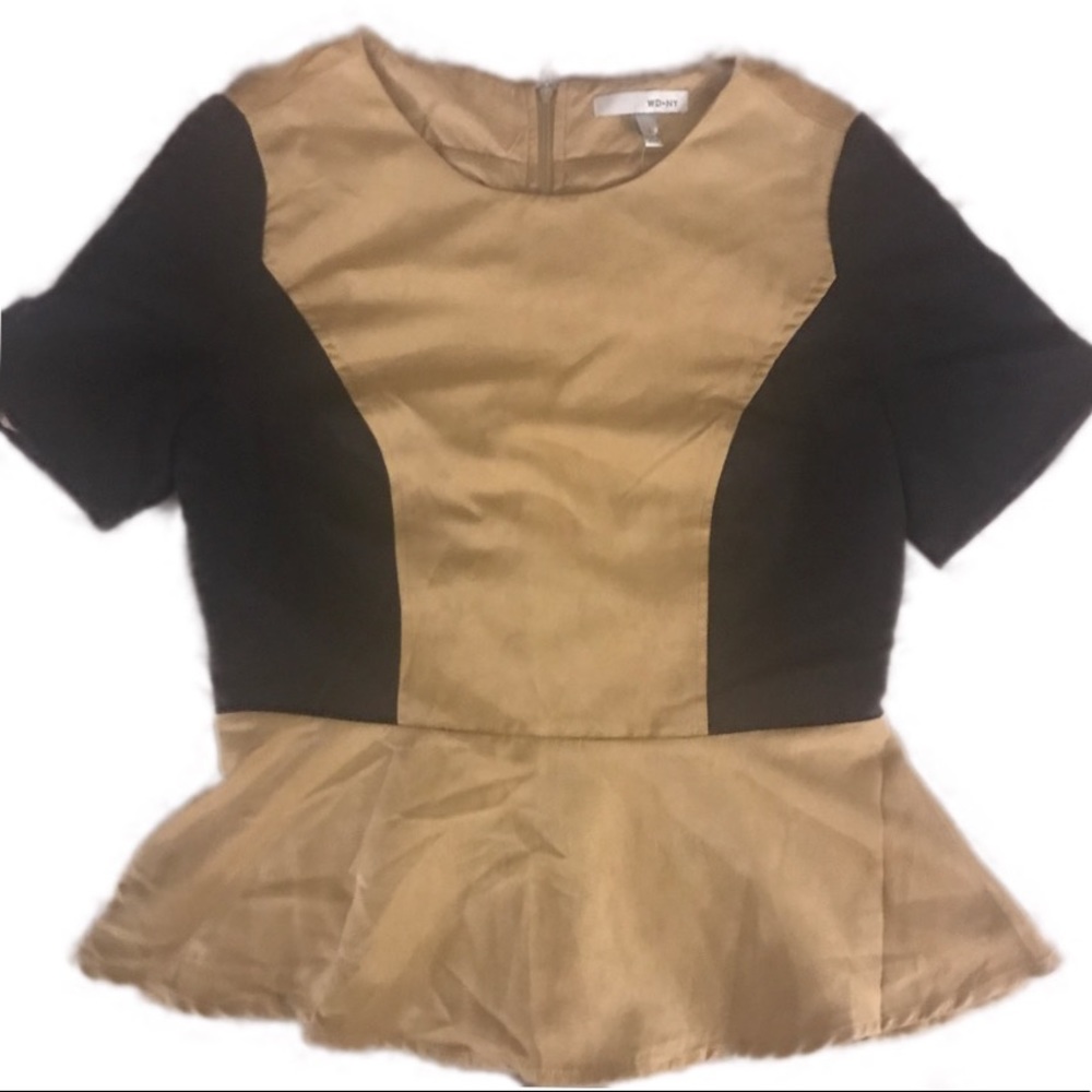 NWT* WD.NY. Tan & Black Colorblock Blouse